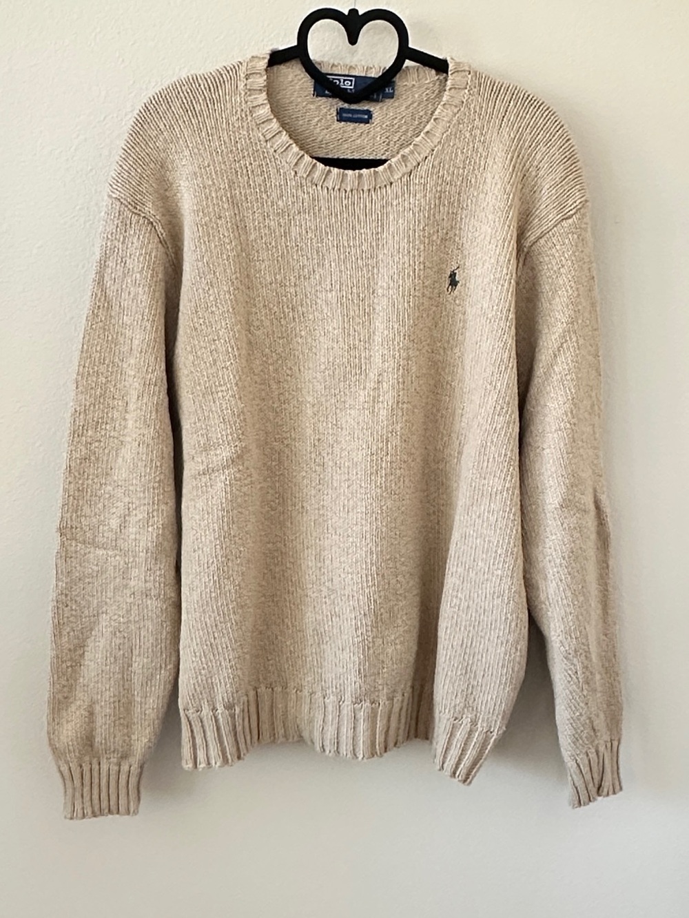 Polo Ralph Lauren Tan Crewneck Knit 100% Cotton Sweater Size XL